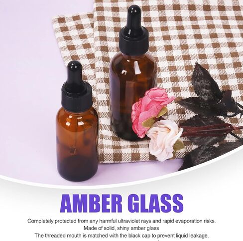 Swpeet 24Pcs 1 oz 2 oz 4 oz Amber Glass Bottles with Black Glass Dropper Assortment Kit, Eye Dropper Bottle Glass Dropper Bottle for Essential Oils, Liquids, Perfume, Leak Proof Travel in Saudi Arabia