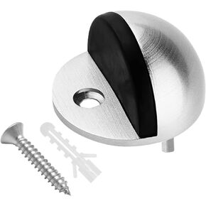Stainless Steel Rubber Floor Mounted Hemisphere Door Stopper NYCO Architectural Hardware-Heavy Duty Door Bumper for Wall Protection- Modern Universal Door Slam Stopper-1.7"x 0.9" (Black Finish)