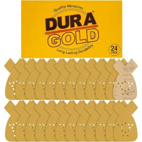 Dura-Gold Premium Mouse Detail Sander Sandpaper Sanding Sheets - 60 Grit (Box of 24) - 12 Hole Pattern Hook & Loop Triangle Shaped Mouse Discs - Fits Black and Decker, Woodworking Wood Crafting, Auto