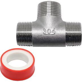 Tee Pipe Fitting, 1Inch Stainless Steel 3 Way Male Thread Hose Fitting T-shaped Connector for Tubes, Gas, Fuel, Plumbing, Refrigeration, Vacuum Applications - 1Pcs in Kuwait