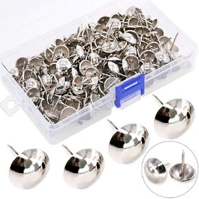 Hilitchi 200-Pieces 9/16'' (14mm) Antique Upholstery Nails Tacks Furniture Tacks Upholstery Tacks Thumb Tack Push Pins Assortment Kit (Gold)