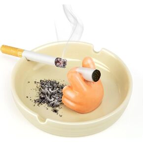 Grovind Ashtray, Cute Finger Ceramic Ashtrays for Cigarettes, Indoor Outdoor Ash Tray Tabletop Cool Ashtrays Decor for Home Office Gifts for Men Women Father in Kuwait