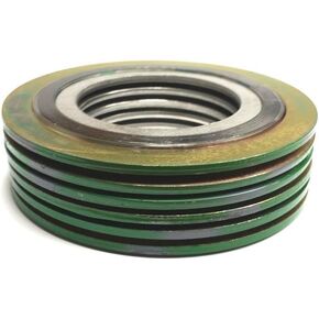 حشية جرح حلزونية من الفولاذ المقاوم للصدأ 9000IR5316GR300X6 316L مع حلقة داخلية 316SS وحشو جرافيت مرن، فئة الضغط 300#، لأنابيب 5 بوصات، شريط أخضر مع خطوط رمادية (عبوة من 6) in Kuwait