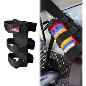 1PC Adjustable Fire Extinguisher Mount Strap, Compatible with Jp Wrangler 1965-2022 JK JKU TJ CJ Gladiator, American Flag Pattern, Fire Extinguisher Mount Holder, Black