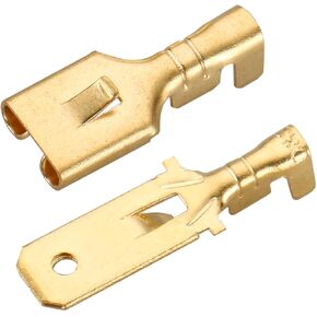 Baomain Female&Male Spade Quick Splice Crimp Terminals 6.3mm Crimp Connector Non Insulated Pack of 200