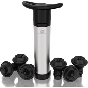 Premium Wine Pump Preserver Saver Kit - Includes Vacuum Pump & 4 Reusable Leak-Free Valve Air Bottle Stoppers + 2 Free - Keeps Your Wine Perfectly Fresh in Saudi Arabia