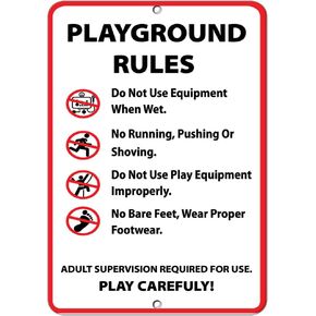 Aluminum Vertical Metal Sign Multiple Sizes Playground Rules Activity Parks and Campground with Border Weatherproof Street 9x12Inches in Kuwait