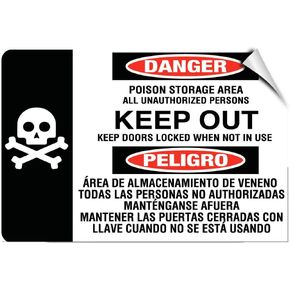 Poison Storage Area Unauthorized Keep Out Keep Doors Locked Label Decal Sticker 7 Inches X 5 Inches in Kuwait