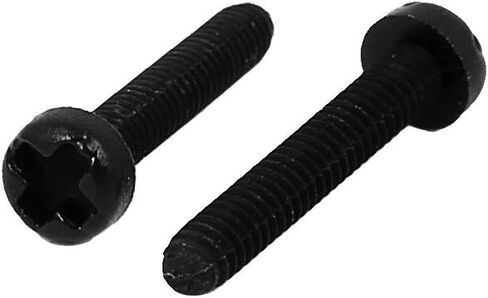 Uxcell M2x12mm فيليبس رأس دائري من النايلون مسمار تثبيت أسود 100 قطعة in Kuwait