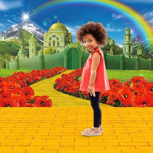 Remagr 2 Pcs Yellow Brick Road Runner and Emerald Castle Backdrop Removable Yellow Brick Road Floor Runner Leading into Floral in Saudi Arabia