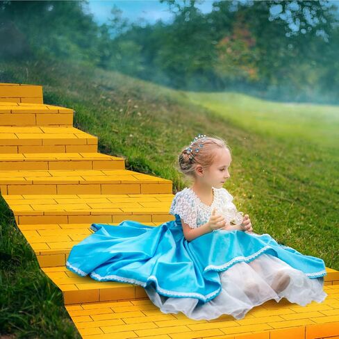 Remagr 2 Pcs Yellow Brick Road Runner and Emerald Castle Backdrop Removable Yellow Brick Road Floor Runner Leading into Floral in Saudi Arabia