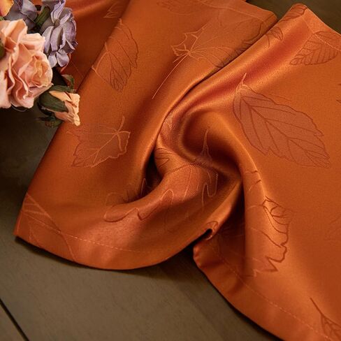 مفرش طاولة من Joyfol Day Jacquard Fall Table Runner، مفارش طاولة الخريف والريف مابل ليف عيد الشكر، مقاومة للماء للمطبخ وتناول الطعام وديكور سطح الطاولة (14 × 72 بوصة، صدأ/برتقالي محروق) in Kuwait