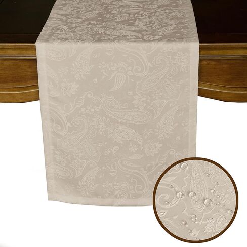 مفرش طاولة من Joyfol Day Jacquard Fall Table Runner، مفارش طاولة الخريف والريف مابل ليف عيد الشكر، مقاومة للماء للمطبخ وتناول الطعام وديكور سطح الطاولة (14 × 72 بوصة، صدأ/برتقالي محروق) in Kuwait