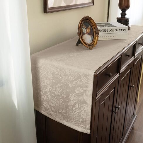 مفرش طاولة من Joyfol Day Jacquard Fall Table Runner، مفارش طاولة الخريف والريف مابل ليف عيد الشكر، مقاومة للماء للمطبخ وتناول الطعام وديكور سطح الطاولة (14 × 72 بوصة، صدأ/برتقالي محروق) in Kuwait