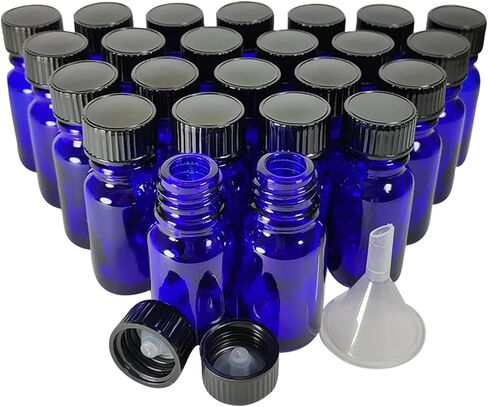 زجاجة بيول زجاجية سعة 10 مل (1/3 أونصة). زجاجة زيت عطري بغطاء. للعطور والعلاج العطري وقوارير العينات القابلة لإعادة التعبئة في المختبر - 24 عبوة (عنبر) in Saudi Arabia