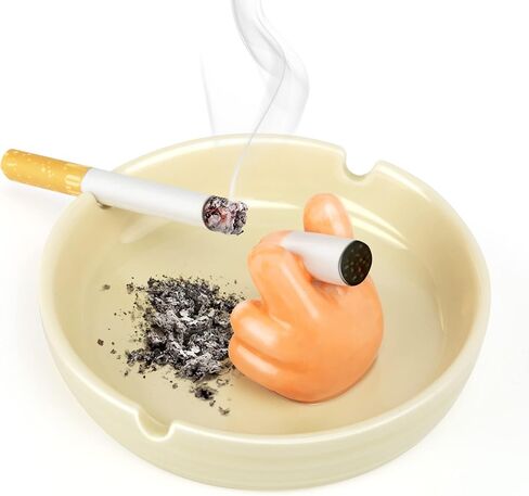 Grovind Ashtray, Cute Finger Ceramic Ashtrays for Cigarettes, Indoor Outdoor Ash Tray Tabletop Cool Ashtrays Decor for Home Office Gifts for Men Women Father in Kuwait