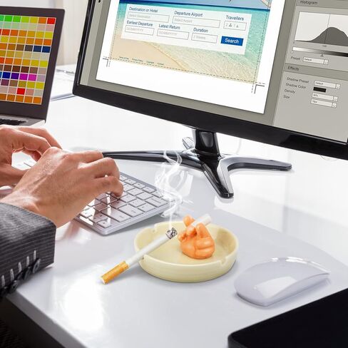 Grovind Ashtray, Cute Finger Ceramic Ashtrays for Cigarettes, Indoor Outdoor Ash Tray Tabletop Cool Ashtrays Decor for Home Office Gifts for Men Women Father in Kuwait