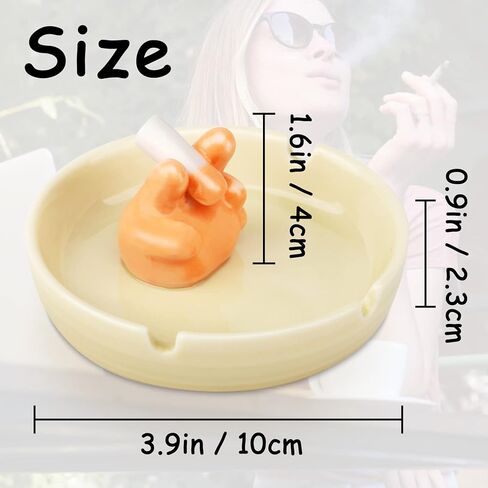 Grovind Ashtray, Cute Finger Ceramic Ashtrays for Cigarettes, Indoor Outdoor Ash Tray Tabletop Cool Ashtrays Decor for Home Office Gifts for Men Women Father in Kuwait