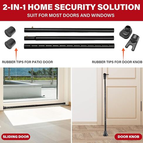 Door Stoppers Security Bar 2-in-1 Adjustable Sliding Door Security Bar Portable Door Jammer Security Bar for House Apartment School Hotel in Saudi Arabia