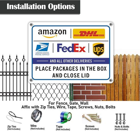 Clotide 2 Pack Package Delivery Sign تعليمات التسليم لـ FedEx Amazon UPS USPS DHL Sign، 10 "× 14" ألومنيوم خالٍ من الصدأ، سهل التركيب للاستخدام الداخلي أو الخارجي، حبر مقاوم للماء ومتين in Kuwait