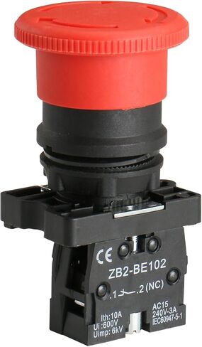 مفتاح ضغط باومين ZB2-BE102C 22 مم NC N/C إيقاف الطوارئ للفطر الأحمر 600 فولت 10 أمبير in Kuwait