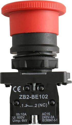 مفتاح ضغط باومين ZB2-BE102C 22 مم NC N/C إيقاف الطوارئ للفطر الأحمر 600 فولت 10 أمبير in Kuwait