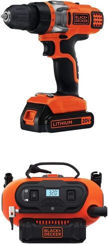 BLACK+DECKER LDX220C 20V MAX 2-Speed Cordless Drill Driver (Includes Battery and Charger) with BLACK+DECKER BDA42SD 42-Piece Standard Screwdriver Bit Set in Saudi Arabia