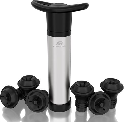 Premium Wine Pump Preserver Saver Kit - Includes Vacuum Pump & 4 Reusable Leak-Free Valve Air Bottle Stoppers + 2 Free - Keeps Your Wine Perfectly Fresh in Saudi Arabia