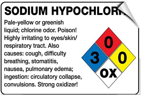 Sodium Hypochlorite Irritating Eyes Skin Respiratory Tract Label Decal Sticker 7 Inches X 5 Inches in Saudi Arabia
