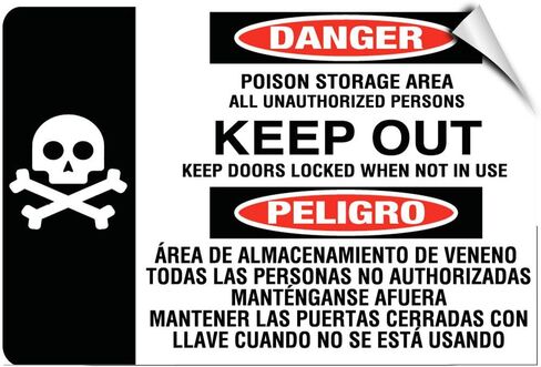 Poison Storage Area Unauthorized Keep Out Keep Doors Locked Label Decal Sticker 7 Inches X 5 Inches in Kuwait
