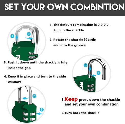 RESET-060 4 Digit Combination Padlock with 2.4 inch Long Shackle Combination Lock,Outdoor Waterproof Padlock,Indoor Padlock for School Locker, Gym Locker, Shed, Fence, Gate, Toolbox, Black in Kuwait