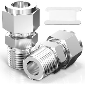 TAISHER 2PCS 304 Stainless Steel Compression Tube Pipe Fitting Connector, 3/8" Tube OD x 3/8" NPT Male Straight Adapter in Saudi Arabia
