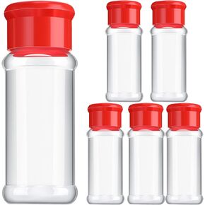 Geiserailie 6 Pieces Plastic Salt and Pepper Shakers with Lid 3.5 oz Clear Spice Seasoning Bottle Containers Moisture Proof Spice Dispenser for Storage Salt Sugar Spice Herbs and Powders (Black)