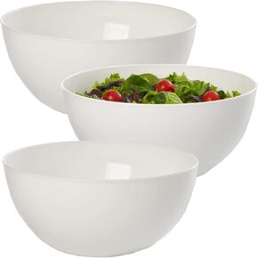 US Acrylic Vista Clear Plastic Salad and Serving 10-inch Bowls | set of 3 | Reusable, BPA-free, Made in the USA | 135 oz. capacity