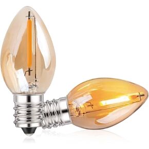 C7 LED E12 لمبة الشمعدانات الصغيرة اديسون شمعة ضوء الليل لمبات مصباح الملح 0.5 واط ما يعادل 5 واط 7 واط أبيض دافئ 2700 كيلو لمبات واضحة للثريا ضوء عيد الميلاد 50 لومن غير قابل للتعتيم (حزمة من 2) in Kuwait