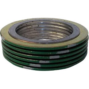 حشية جرح حلزونية من الفولاذ المقاوم للصدأ 900018316GR300X6 316L مع حشو جرافيت مرن، لأنابيب 18 بوصة، فئة الضغط 300 # (الكمية: 6)، شريط أخضر مع خطوط رمادية (عبوة من 6 قطع) in Kuwait