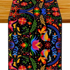 Mexican Table Runners for Party, Dia De Los Muertos Decorations Altar, Day of The Dead Decorations, Mexican Independence Day Decorations, Flowers Fiesta Table Runner 70.9×13 Inch in Saudi Arabia