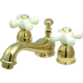 صنبور مرحاض صغير منتشر من Kingston Brass KS3958PX لاستعادة الصلاحية، مع مقبض صليب من البورسلين، نيكل ساتان، 10.16 سم وسط قابل للتعديل in Kuwait