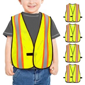 KAYGO Kids سترات عالية الوضوح، سترة سلامة للأطفال عاكسة مع خطاف وحلقة، برتقالي، KGKID200