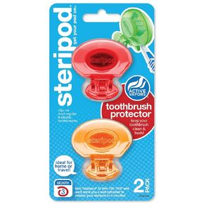 Steripod Clip-on Toothbrush Protector, Red/Orange, 2 Count, (Pack of 1) in Kuwait