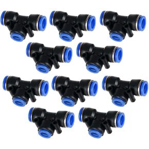Metalwork Push to Connect Reducing Tee Union Fitting, 8mm x 6mm x 8mm OD, Air Hose Reducer T Connector Splitter (Pack of 10) in Kuwait