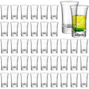 Aoeoe 40 Pack Shot Glass Bulk Set with Heavy Base, 1.5 Ounce Clear Shot Round Shot Glasses Small Glass Shot Cups for Vodka, Whiskey, Tequila, Espresso, Liquor in Saudi Arabia