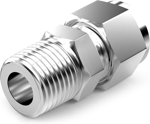 TAISHER 2PCS 304 Stainless Steel Compression Tube Pipe Fitting Connector, 3/8" Tube OD x 3/8" NPT Male Straight Adapter in Saudi Arabia