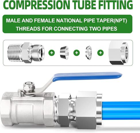 TAISHER 2PCS 304 Stainless Steel Compression Tube Pipe Fitting Connector, 3/8" Tube OD x 3/8" NPT Male Straight Adapter in Saudi Arabia