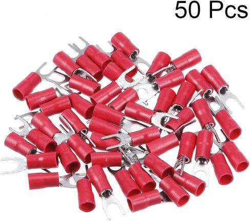 uxcell 50Pcs SV3.5-5 Insulated Fork Spade U-Type Wire Connector Electrical Crimp Terminal 14-12AWG Red in Saudi Arabia