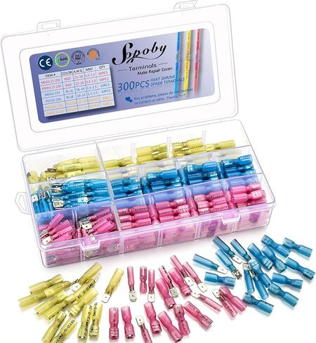 300 قطعة من الموصلات المجرفة المعزولة بالحرارة - محطات مجراف كهربائية Sopoby - موصلات سلك ذكر للإناث - عدة وصلات تجعيد للفك السريع in Kuwait