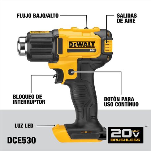 DEWALT 20V MAX Heat Gun, Cordless, Up to 990 Degrees, 42 Minutes of Run Time, LED Light, Bare Tool Only (DCE530B) in Saudi Arabia