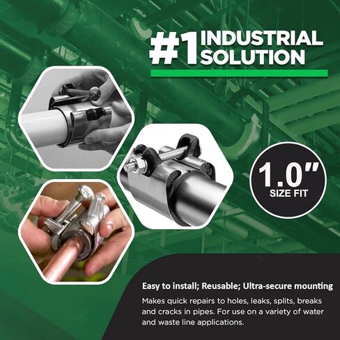 مشبك إصلاح الأنابيب Highcraft 1/2، مسمار فردي IPS، بطول 3 بوصات، من الفولاذ المقاوم للصدأ (5 عبوات) كروم in Kuwait