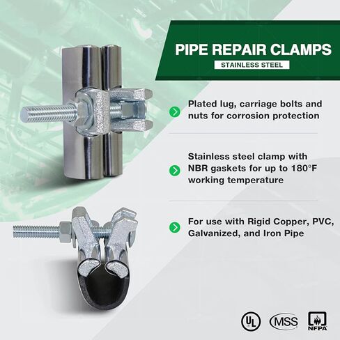 مشبك إصلاح الأنابيب Highcraft 1/2، مسمار فردي IPS، بطول 3 بوصات، من الفولاذ المقاوم للصدأ (5 عبوات) كروم in Kuwait