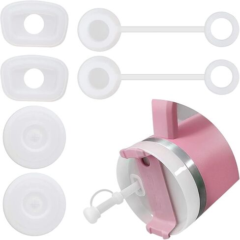 مجموعة سدادات سيليكون مقاومة للانسكاب من 6 قطع، متوافقة مع كوب ستانلي 1.0/30 و40 اونصة مع مقبض، 2 غطاء بماصة و2 مربع و2 سدادة دائرية مانعة للتسرب من السيليكون لملحقات اكواب ستانلي in Kuwait